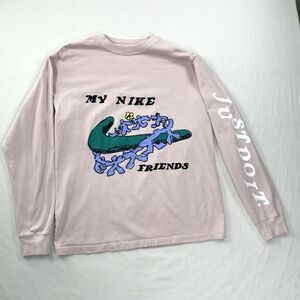Nike My Nike Friends Long Sleeve Tee Cotton T Shirt Unisex Small Pink Athleisure